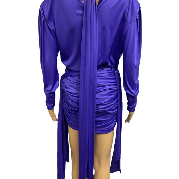 Satin Ruched Mini Dress - Picture 4 of 8